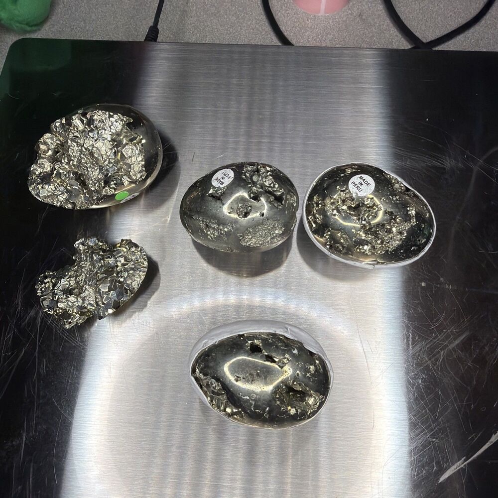 Lot of Peru Pyrite Eggs Polished Mineral Specimens